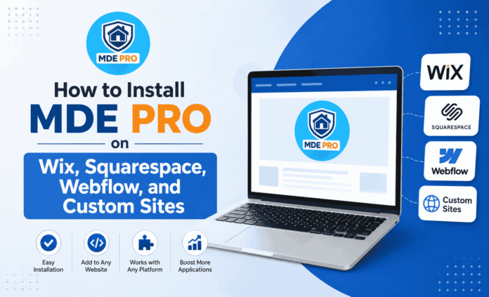 Install MDE Pro on Wix, Squarespace, Webflow, or any custom HTML site. No plugin needed.
